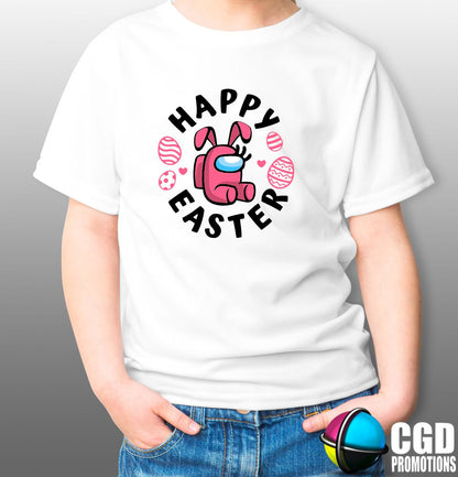 Happy Easter Pink Printed Shirt - Among Us Easter Shirt - Kids Easter Gaming Shirt