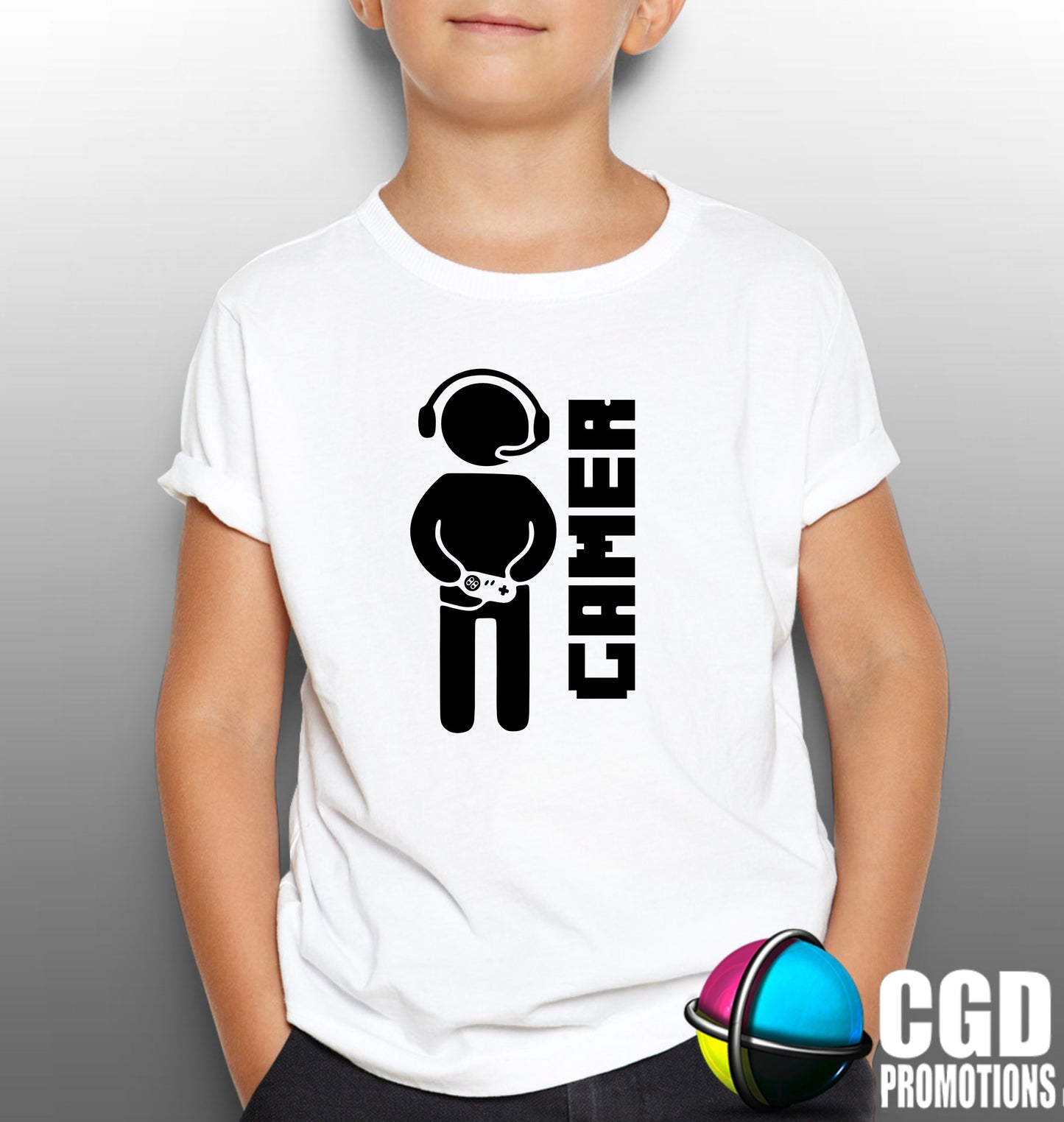 Gamer Man with Remote Control Kids Printed GamingShirt