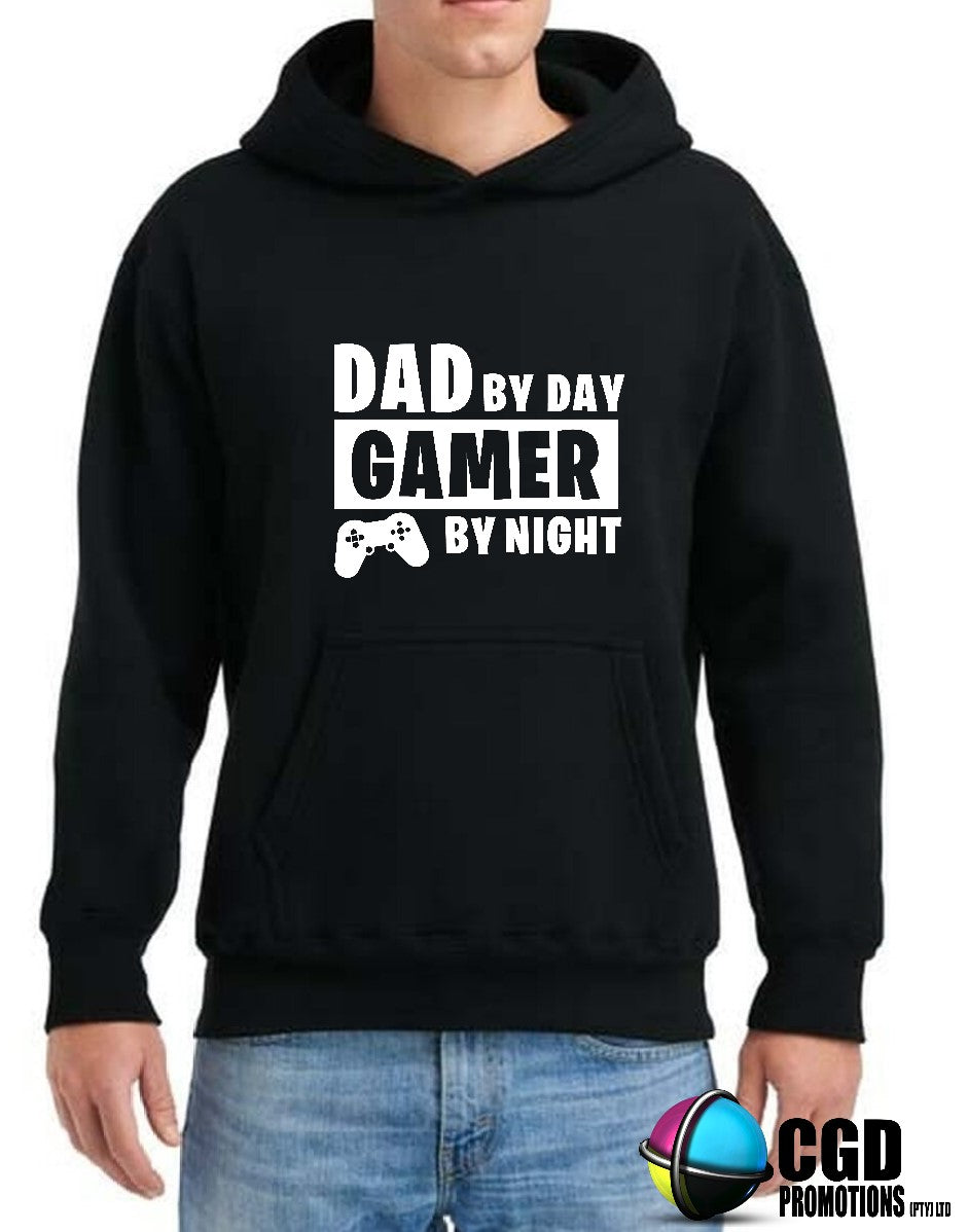 Dad by Day, Gamer by Night Unisex Printed Gaming Hoodie