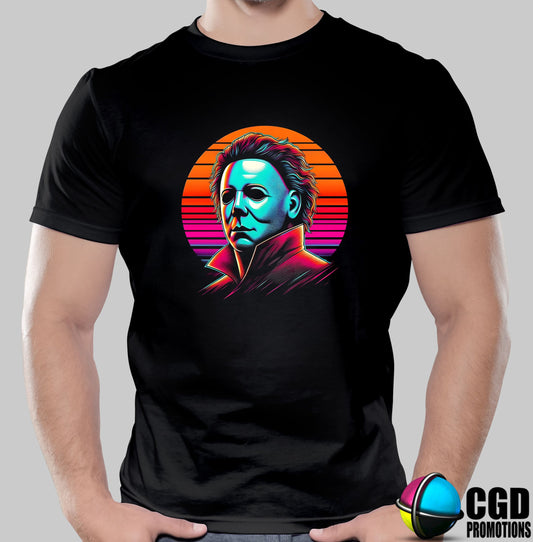 Colourful Horror Michael Myers - Halloween T-shirts Adult Printed Shirt - Men's Unisex, Ladies Fitted