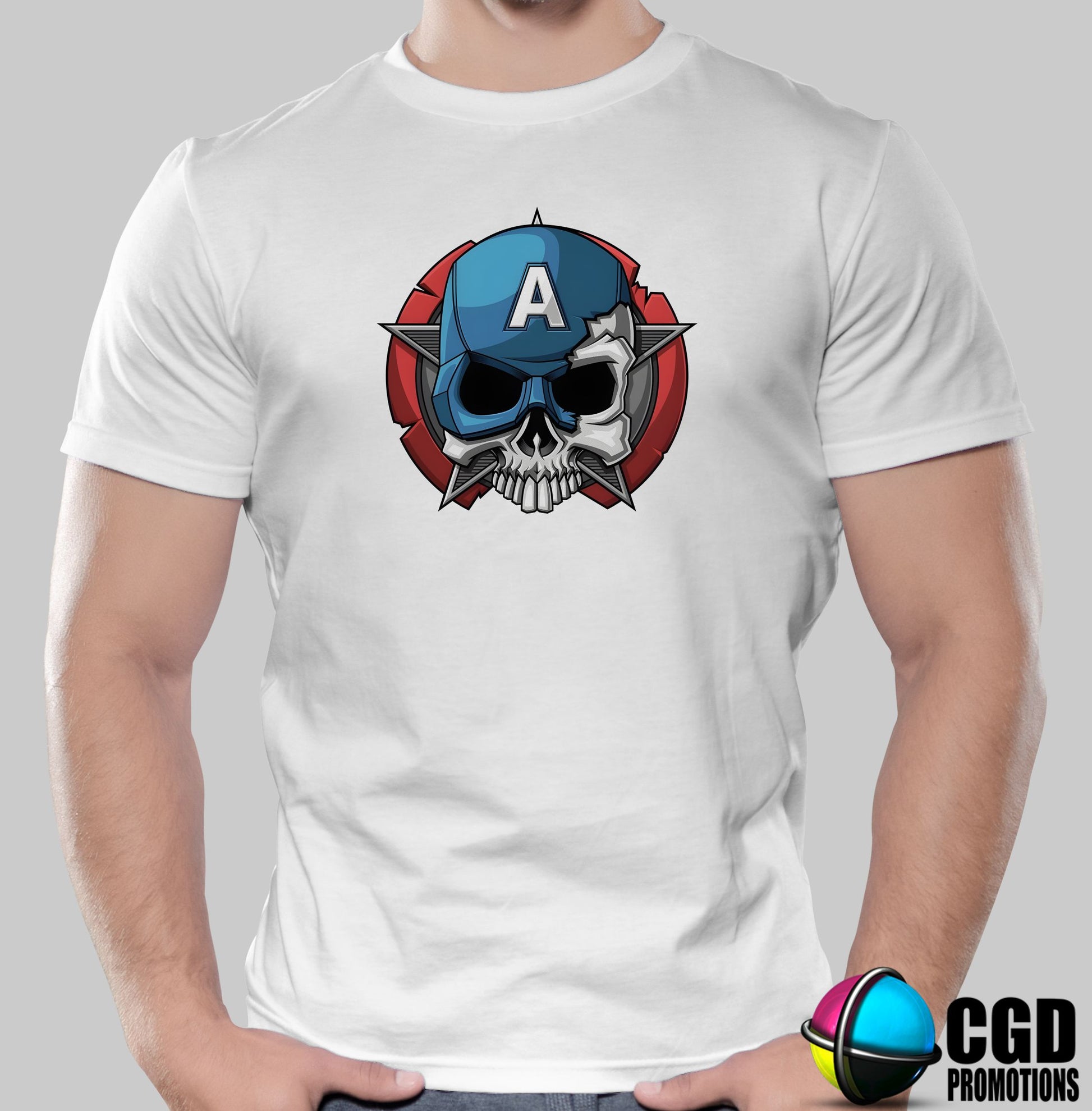 Horror Skeleton Captain America Face - Halloween Matching T-shirts Adult & Kids Printed Shirt - Unisex, Ladies Fitted & Kids