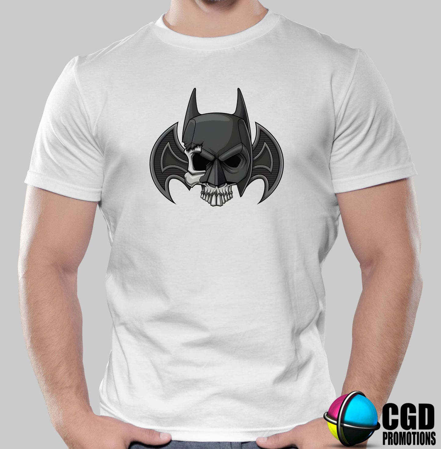 Horror Skeleton Batman Face - Halloween Matching T-shirts Adult & Kids Printed Shirt - Unisex, Ladies Fitted & Kids