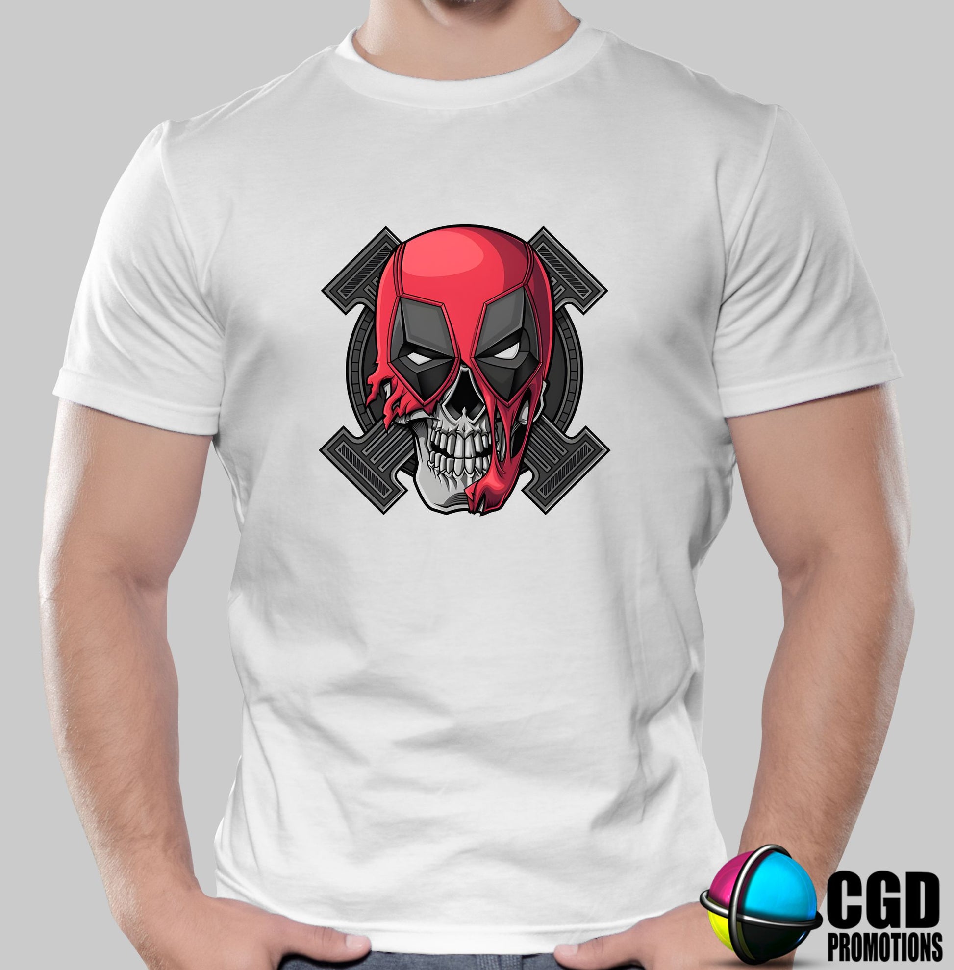 Horror Skeleton Deadpool Face - Halloween Matching T-shirts Adult & Kids Printed Shirt - Unisex, Ladies Fitted & Kids