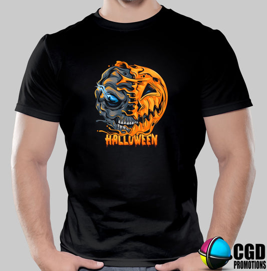 Halloween Skeleton Pumpkin - Halloween T-shirts Adult Printed Shirt - Men's Unisex, Ladies Fitted