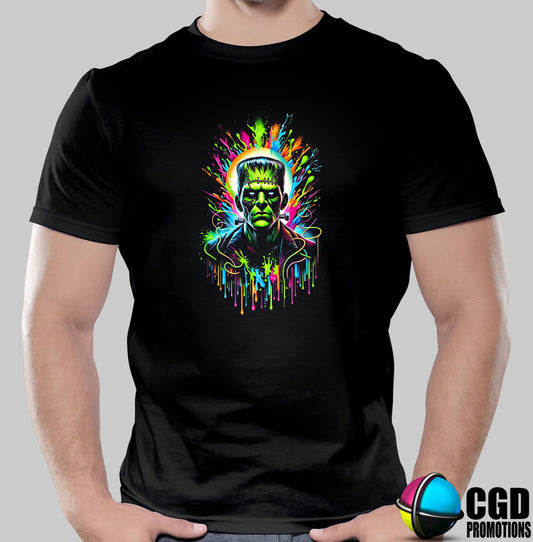 Colourful Horror Frankenstein Monster - Halloween T-shirts Adult Printed Shirt - Men's Unisex, Ladies Fitted