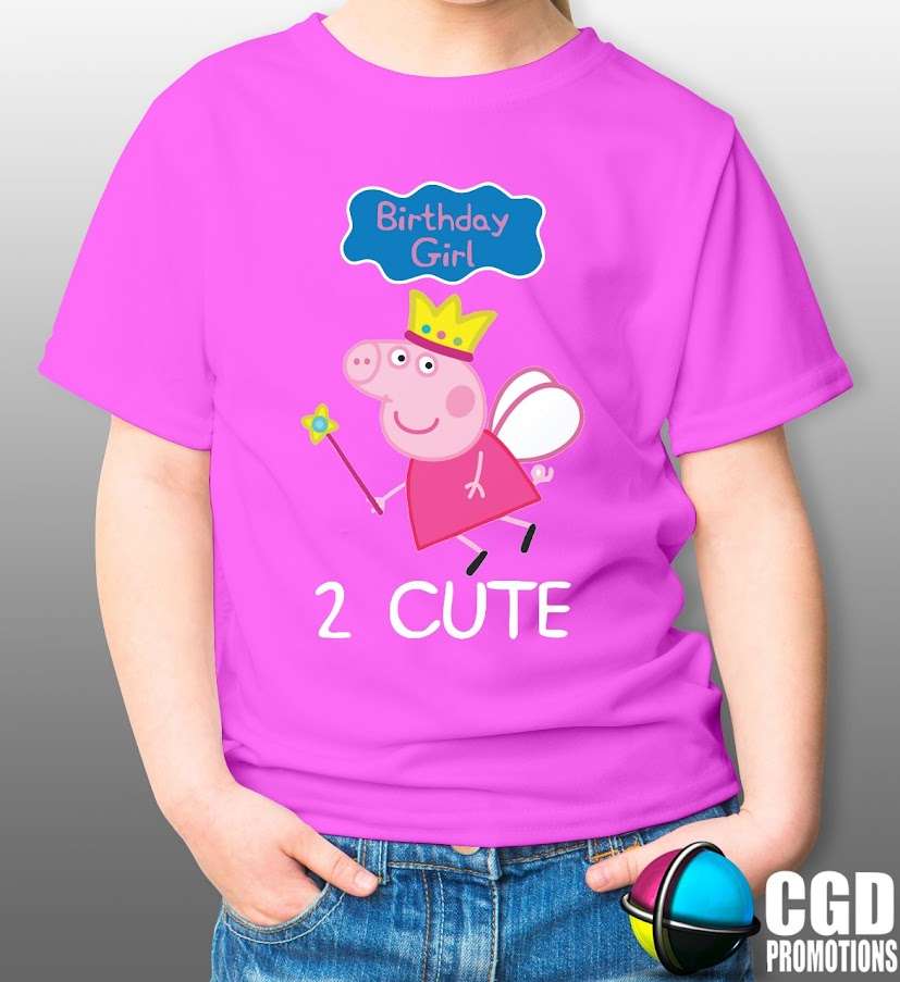 Peppa Birthday Girl 2 Cute Birthday Kids Printed Shirt