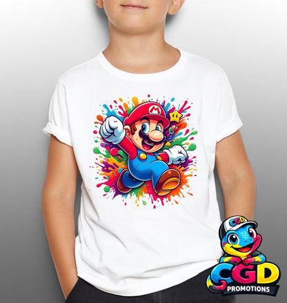Gaming Plumber Mario Printed Kids Shirt | Fun Character Inspired T-Shirt