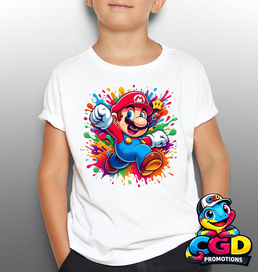 Gaming Plumber Mario Printed Kids Shirt | Fun Character Inspired T-Shirt