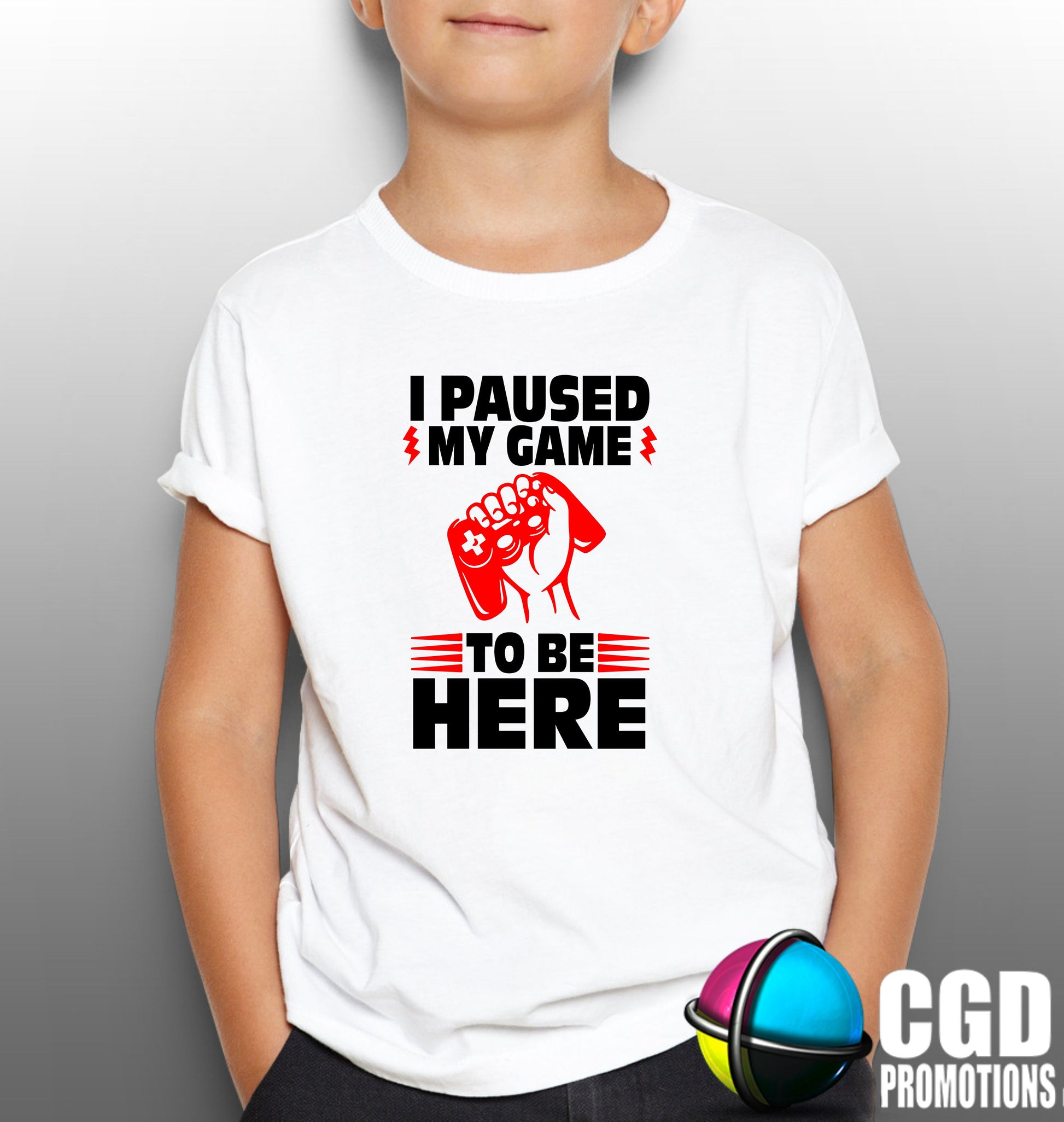 I Paused my Game to be Here Red printed Gamer Kids Printed Shirt