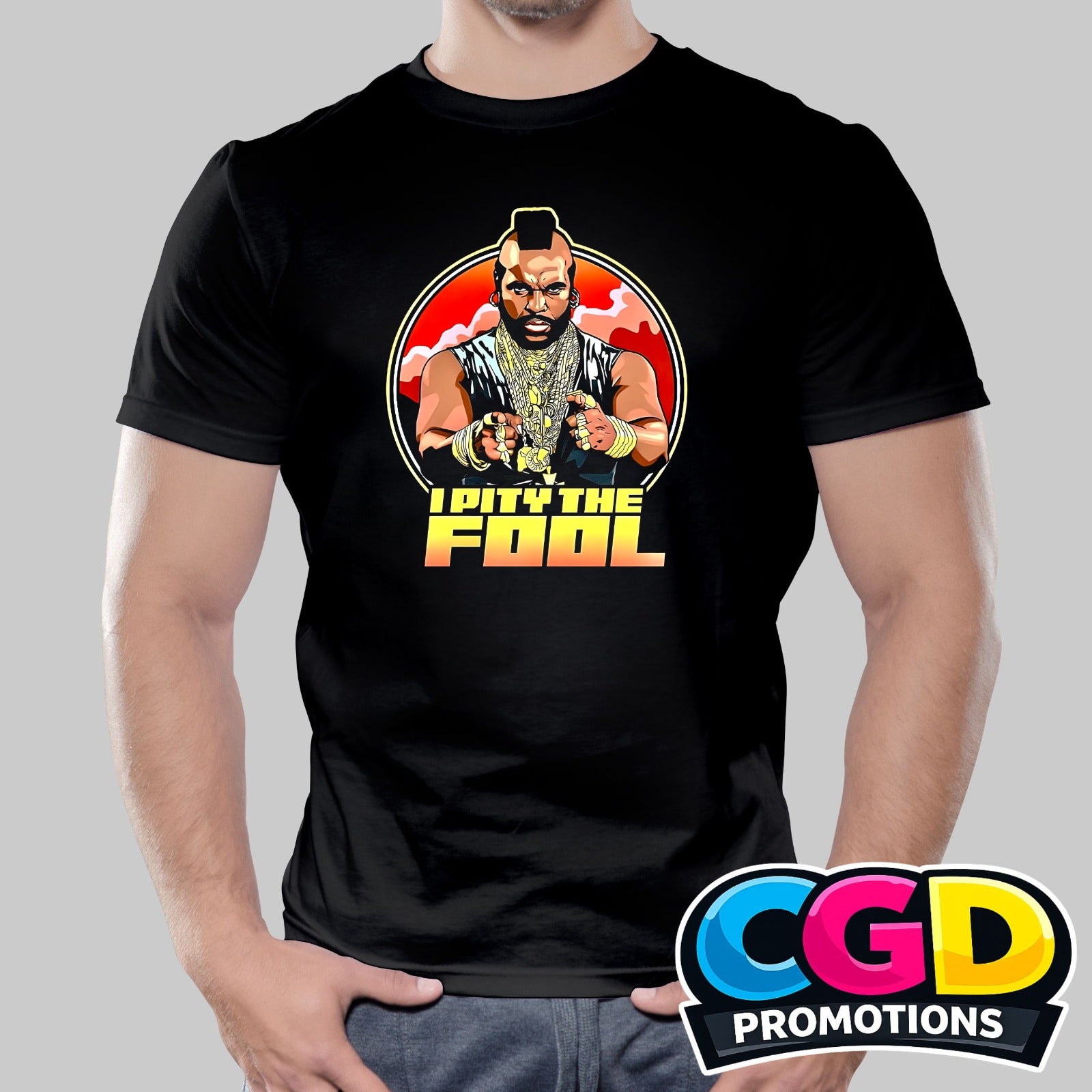 I Pity the Fool printed T-shirt featuring a retro-inspired graphic with a bold slogan