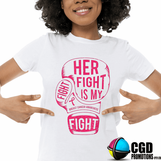 “Her Fight is My Fight breast cancer awareness t-shirt – unisex and women’s sizes South Africa”