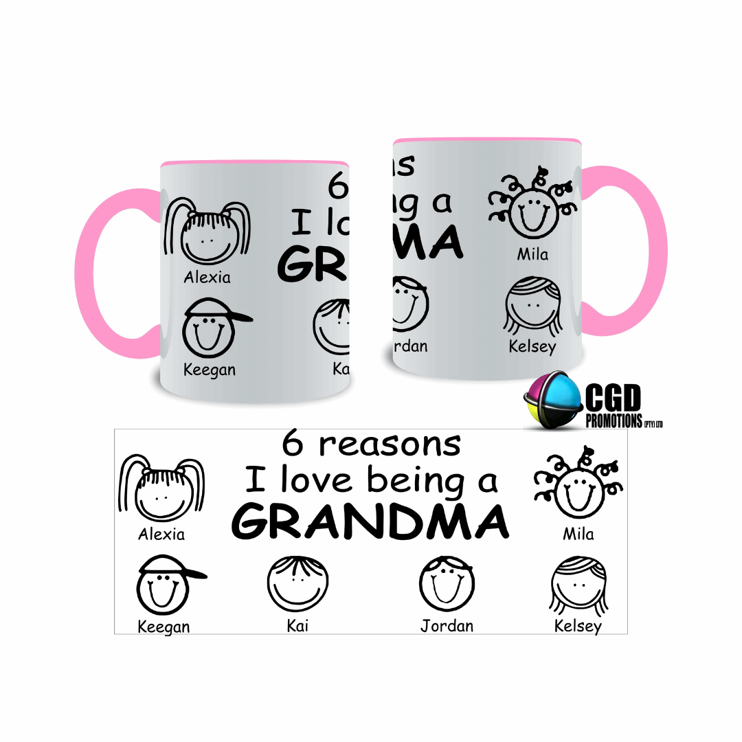 [Number] 6 reasons i love being a Grandma Mug / Tumbler Persoanlsied grandkis 