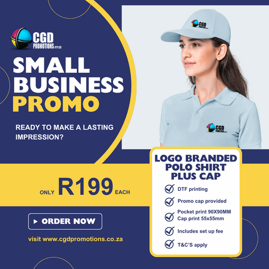 Custom Printed Polo Shirt with Free Cap [SMALL BUSINESS PROMO]