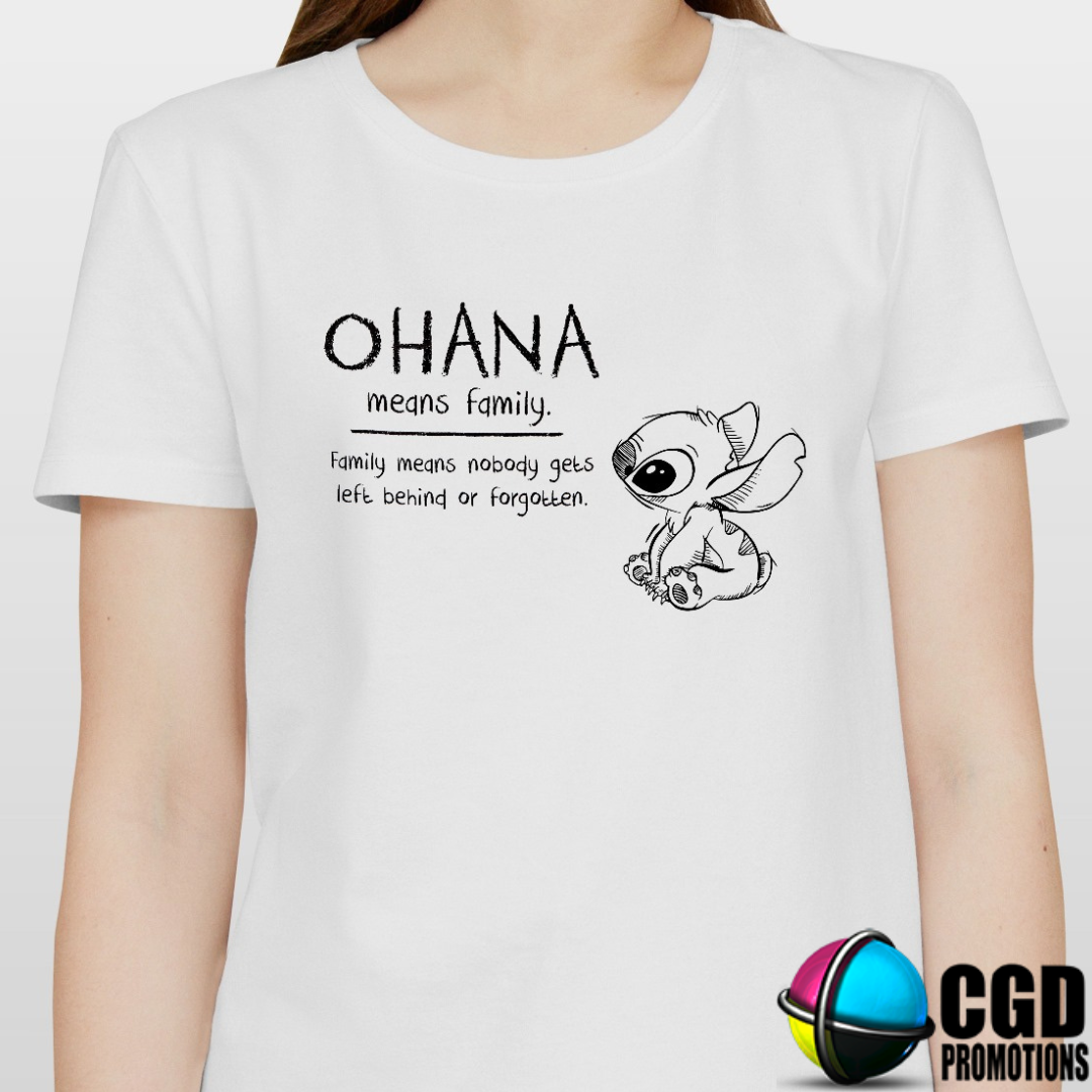 Ohana means Family Black Adult & Kids Printed Family Matching Shirt