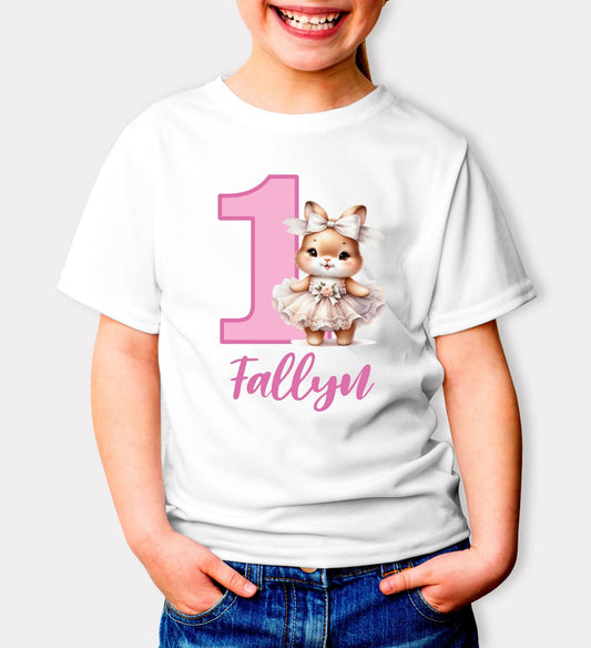 Bunny Ballerina Birthday Kids Printed Shirt