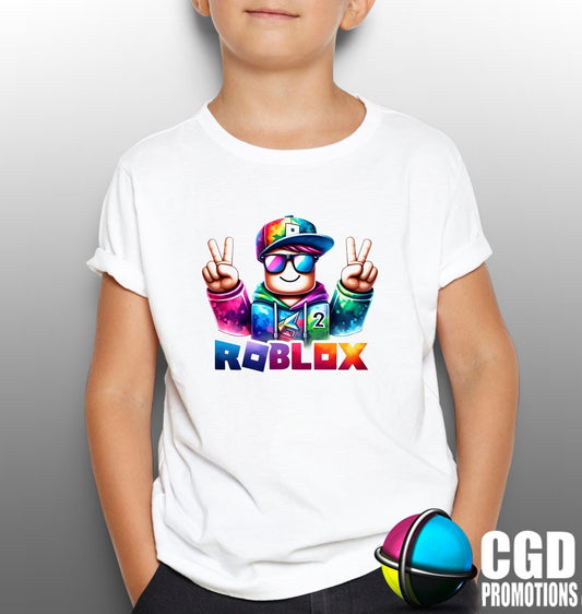 Colourful Peace Roblox Kids Printed Gaming Shirt