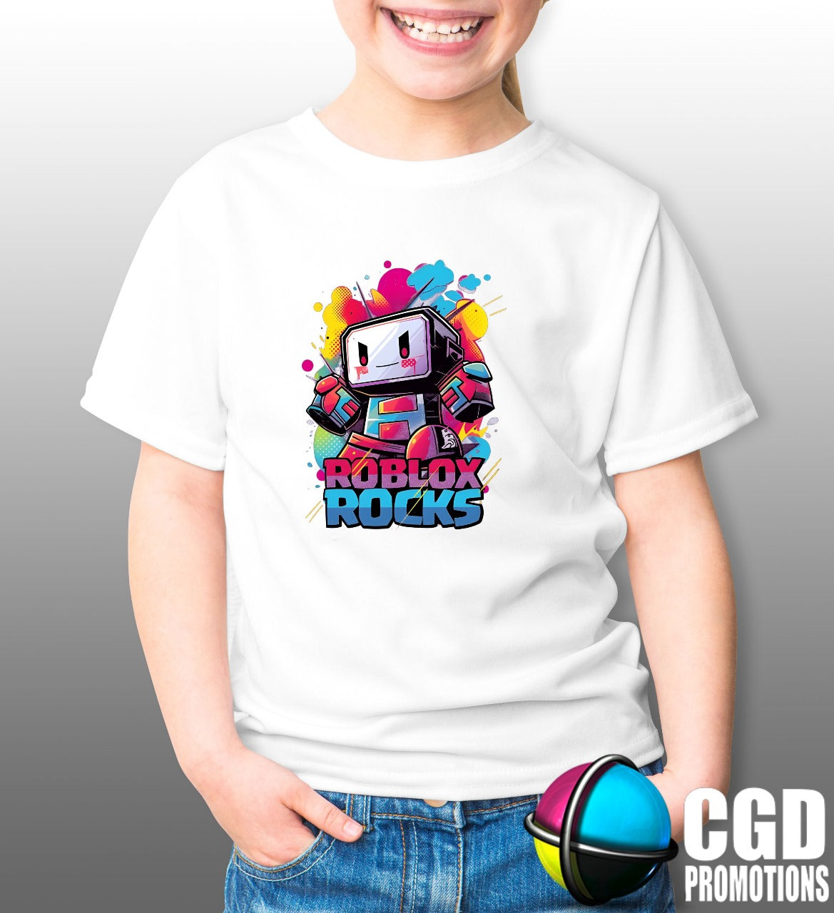 Colourful Roblox Rocks Robot Kids Printed Gaming Shirt