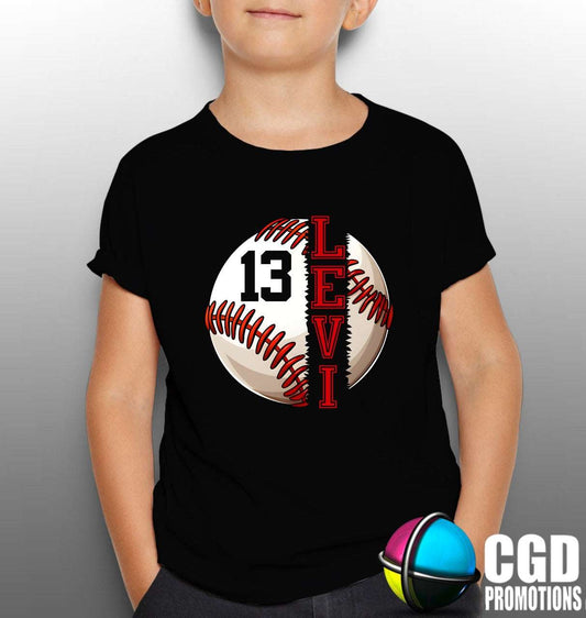 Personalized Baseball Shirt with Custom Name & Number - Kids Birthday Shirt