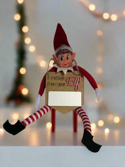 Decorative Elf on the Shelf treehouse prop featured in the activity box display
