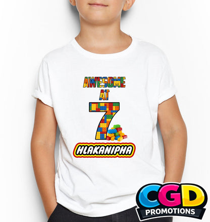 Building blocks printed birthday shirt for kids colourful birthday T-shirt South Africa