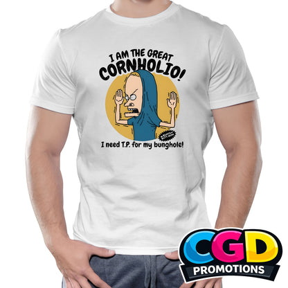 I'm The Great Cornholio funny printed T-shirt adult comedy graphic shirt