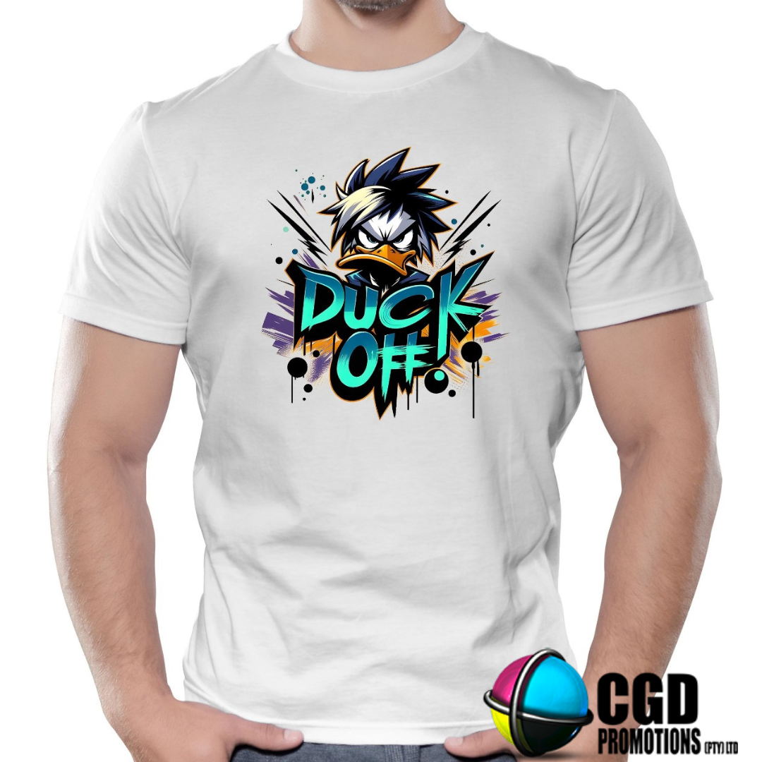 Duck Off! Funny Angry Duck Shirts – Quack Up with Attitude Printed Tshirt- Matching Adult Unisex, Ladies Fitted & Kids