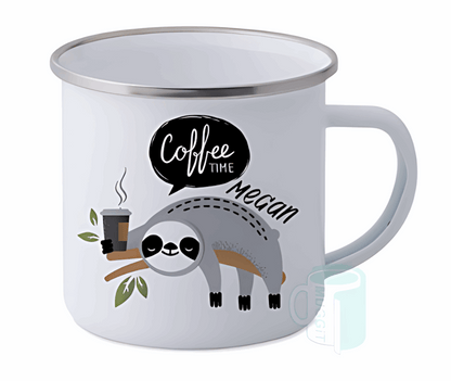 Custom Design Enamel Metal Mug - Personalised Silver Rim Enamel Metal Mug SA | CGD Promotions
