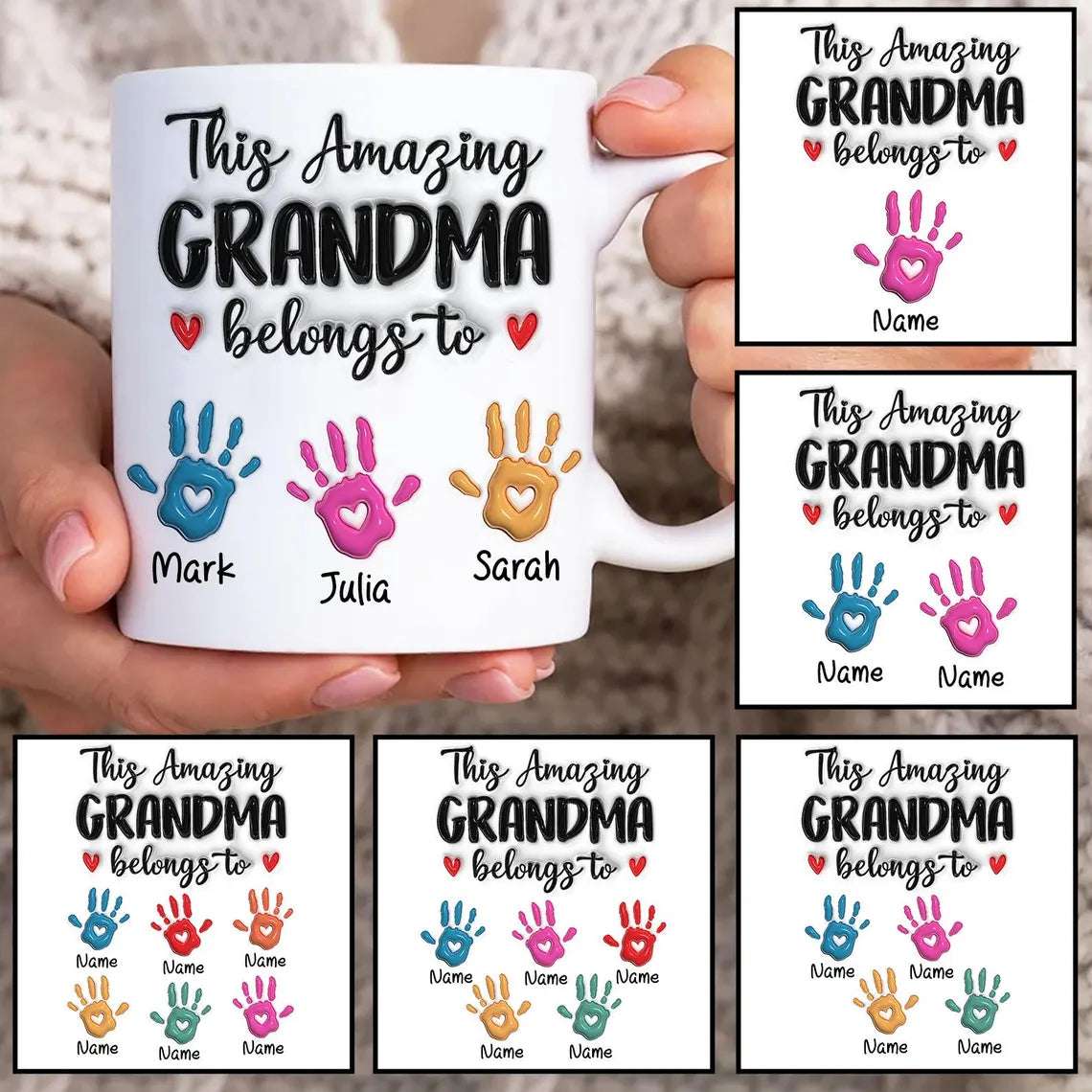 This Amazing Grandma belongs to personalised handprints