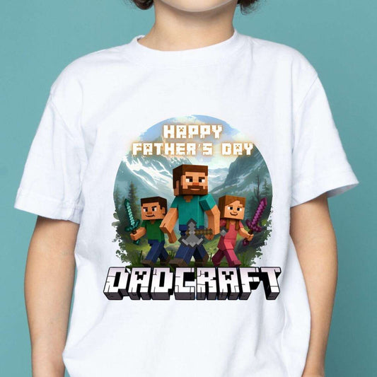 Dadcraft Happy Father's Day Gaming Mens Printed Shirt Father's day Shirt Gifts for Him 