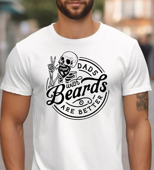Awesome Dads have Tattoos and Beards with Skeleton Printed Shirt Father's day Shirt Gifts for Him