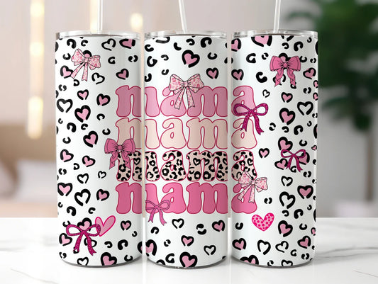 MAMA in pink and leopard print Mother's Day Tumbler 