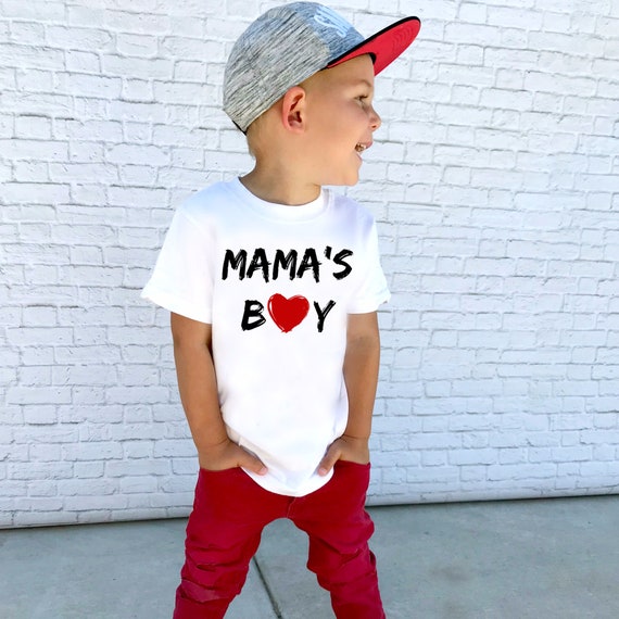 Mama's Boy with Heart - Valentines Day Shirt - Kids Shirts