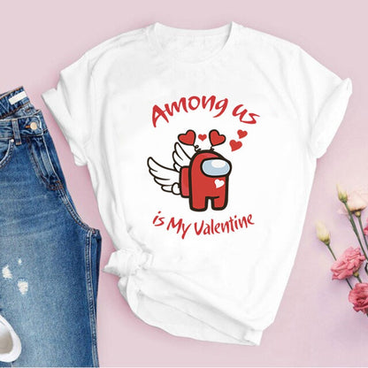 Among Us is My Valentine - Valentines Day Shirt - Matching Unisex, Ladies Fitted & Kids 