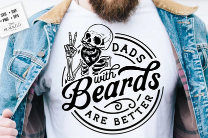 Awesome Dads have Tattoos and Beards with Skeleton Printed Shirt Father's day Shirt Gifts for Him