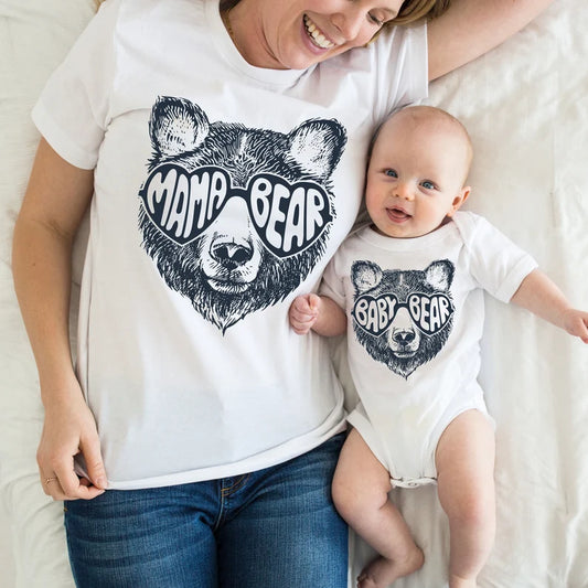 Mama Bear and Baby Bear Matching Printed Shirts Mother's Day Shirts - Unisex, Ladies Fitted & Kids