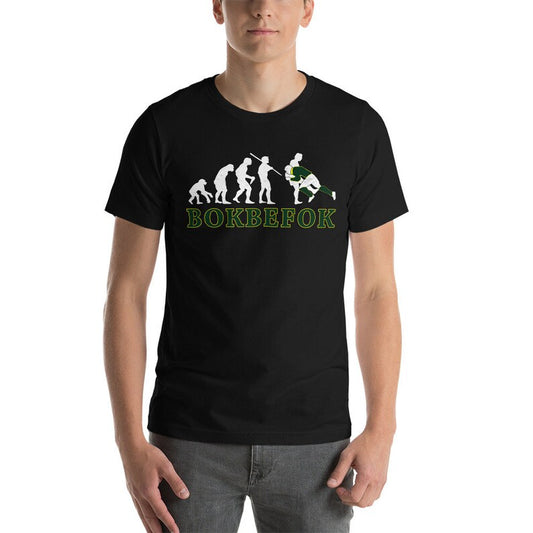 Bokbefok rugby shirt – caveman to rugby evolution design, unisex and kids  
