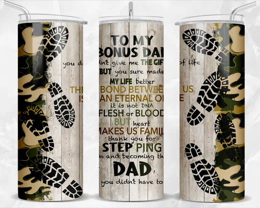 To My Bonus Dad Father's Day Step Dad Tumbler