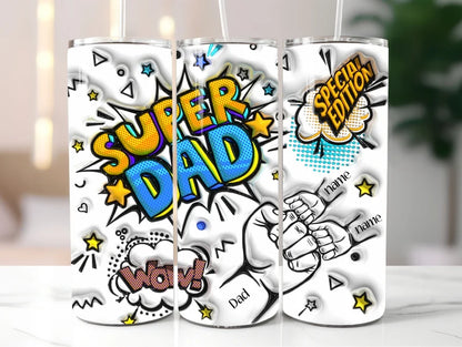 Custom Up to 4 Kids Super Dad Dad's Hand with Names Tumbler