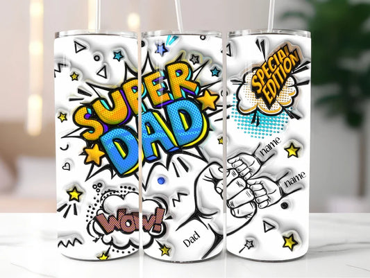Custom Up to 4 Kids Super Dad Dad's Hand with Names Tumbler