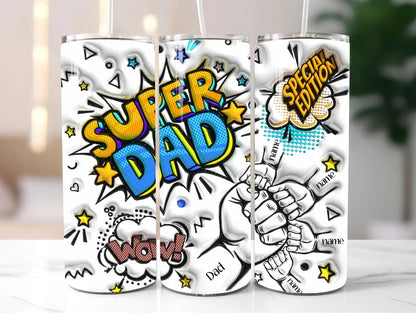 Custom Up to 4 Kids Super Dad Dad's Hand with Names Tumbler