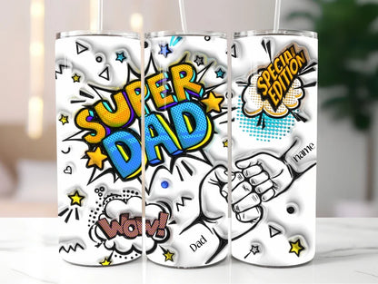 Custom Up to 4 Kids Super Dad Dad's Hand with Names Tumbler