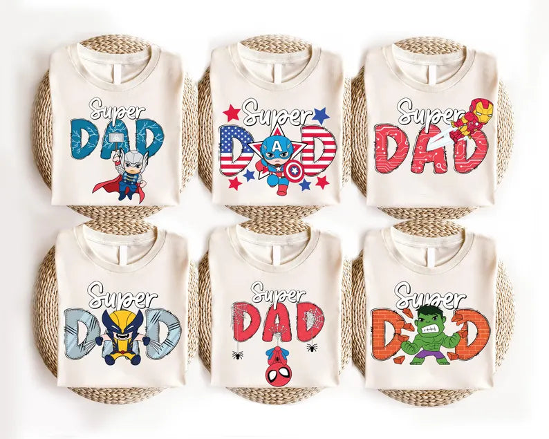 Super Dad with Superhero Characters Unisex Father's Day Printed Hoodie / Sweater Gift for Dad