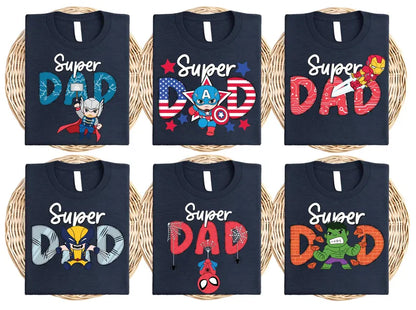 Super Dad with Superhero Characters Unisex Father's Day Printed Hoodie / Sweater Gift for Dad