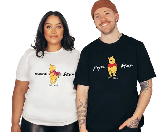 MAMA Bear OR PAPA Bear Est Mother's Day or Father's Day Printed Matching Hoodie / Sweater - Mens or Ladies Fitted