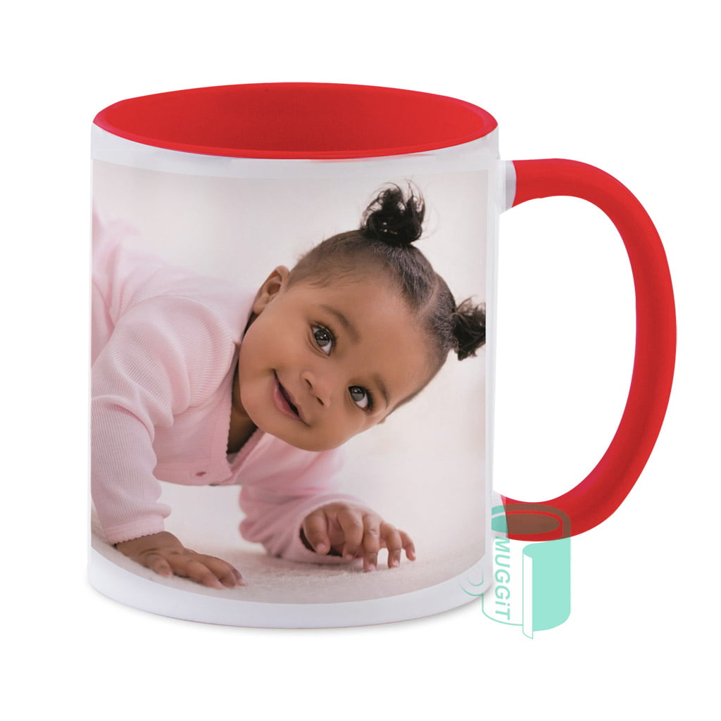 personalised red two tone mug