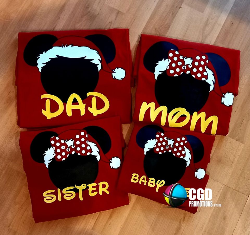 Mickey Christmas Family of 4 Printed Christmas Matching Shirts (2 kiddies T-Shirt Option)