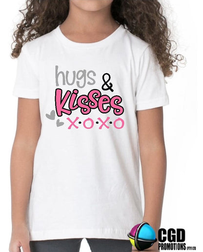 Hugs and Kisses Pink - Valentines Day Shirt - Kids Shirts girls shirt