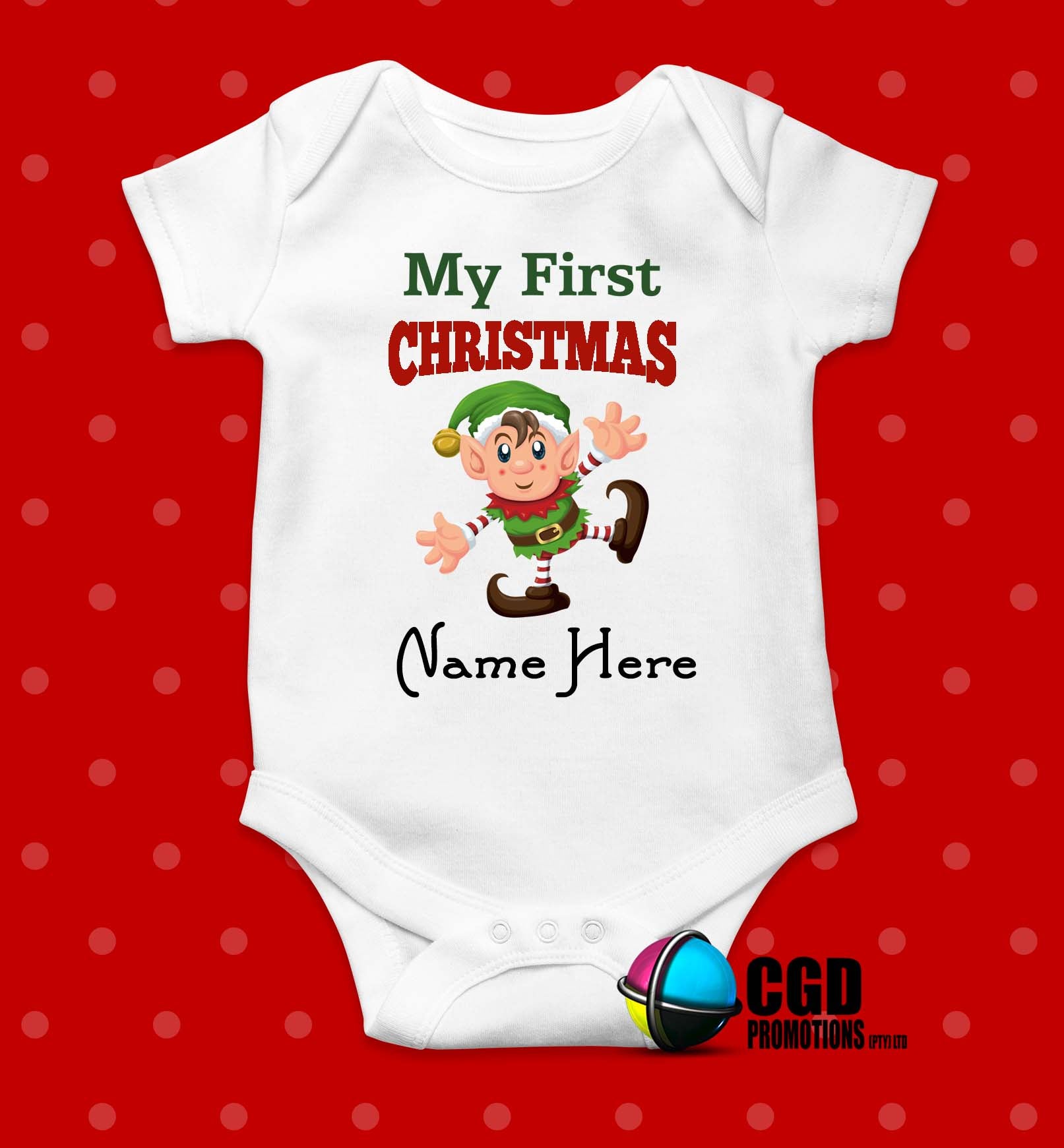 My First Christmas Character Christmas Printed Baby Grow